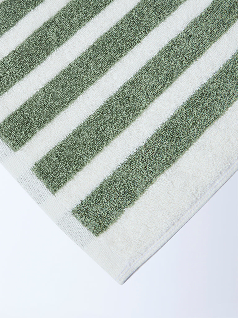 Westside Home Green Stripe Patterned Bath Towel