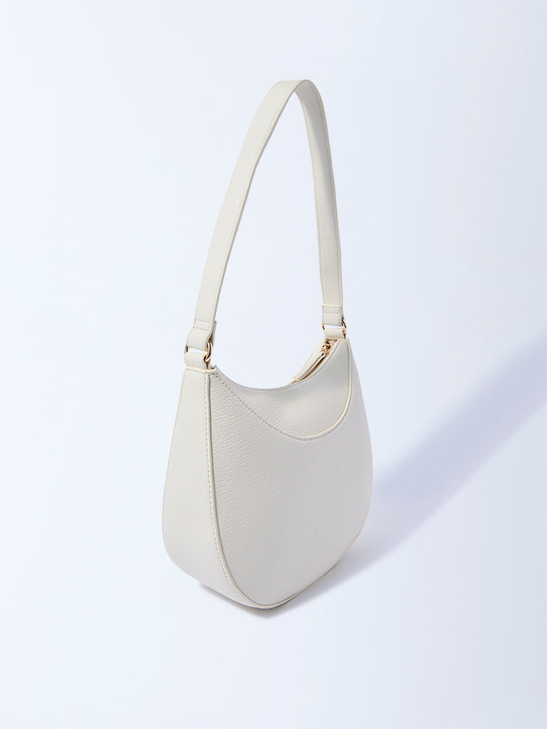 Westside White Textured Saddle Bag