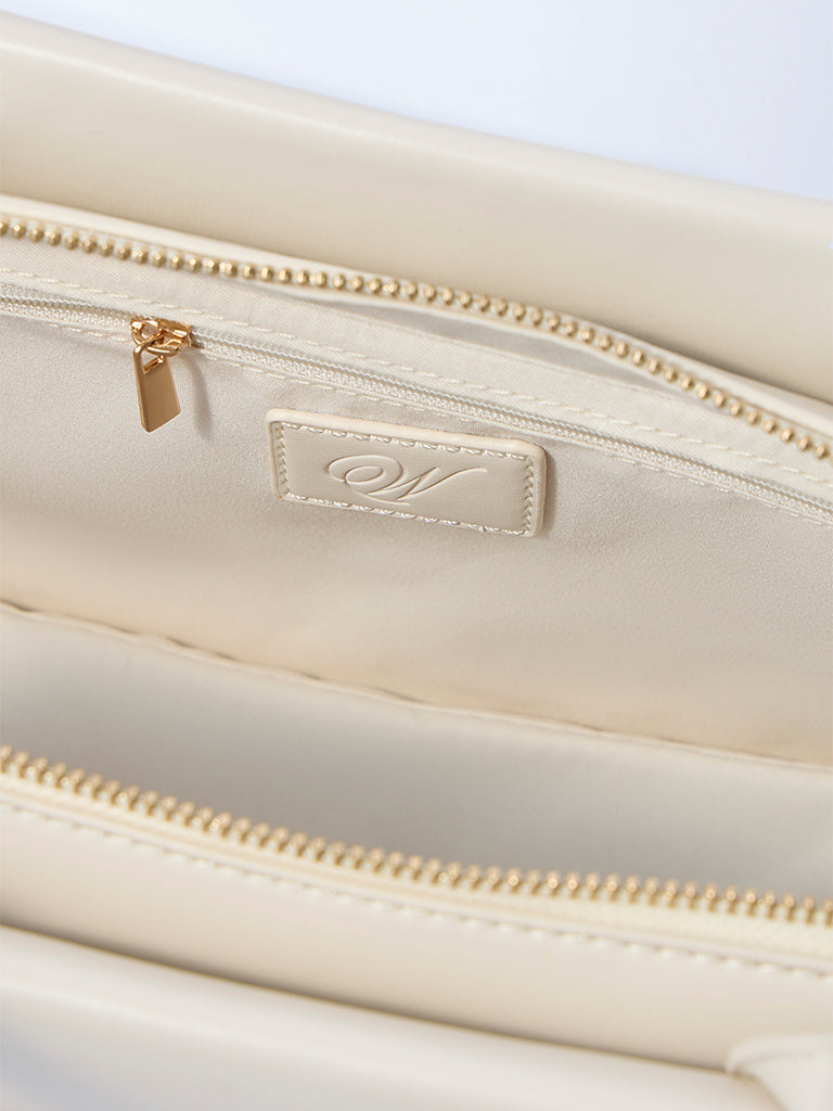 Westside Off-White Solid Rectangular Shoulder Bag