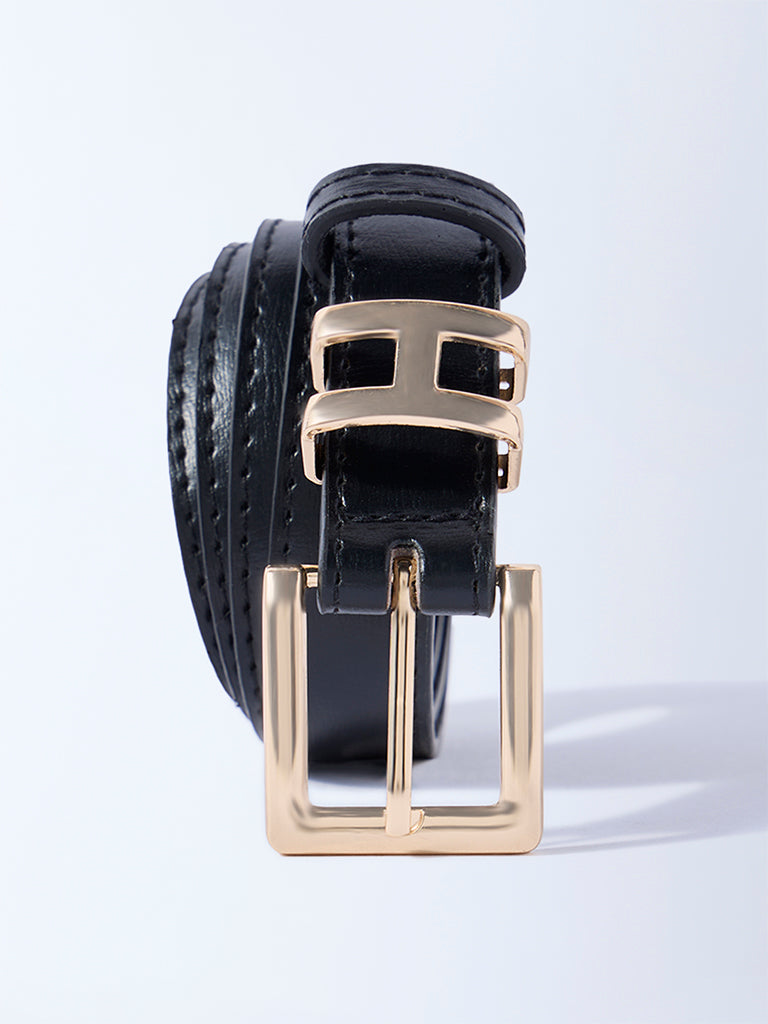 Westside Accessories Black Square Buckle Belt