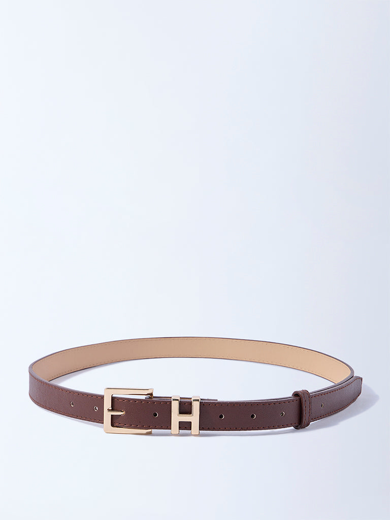 Westside Accessories Brown Square Buckle Belt