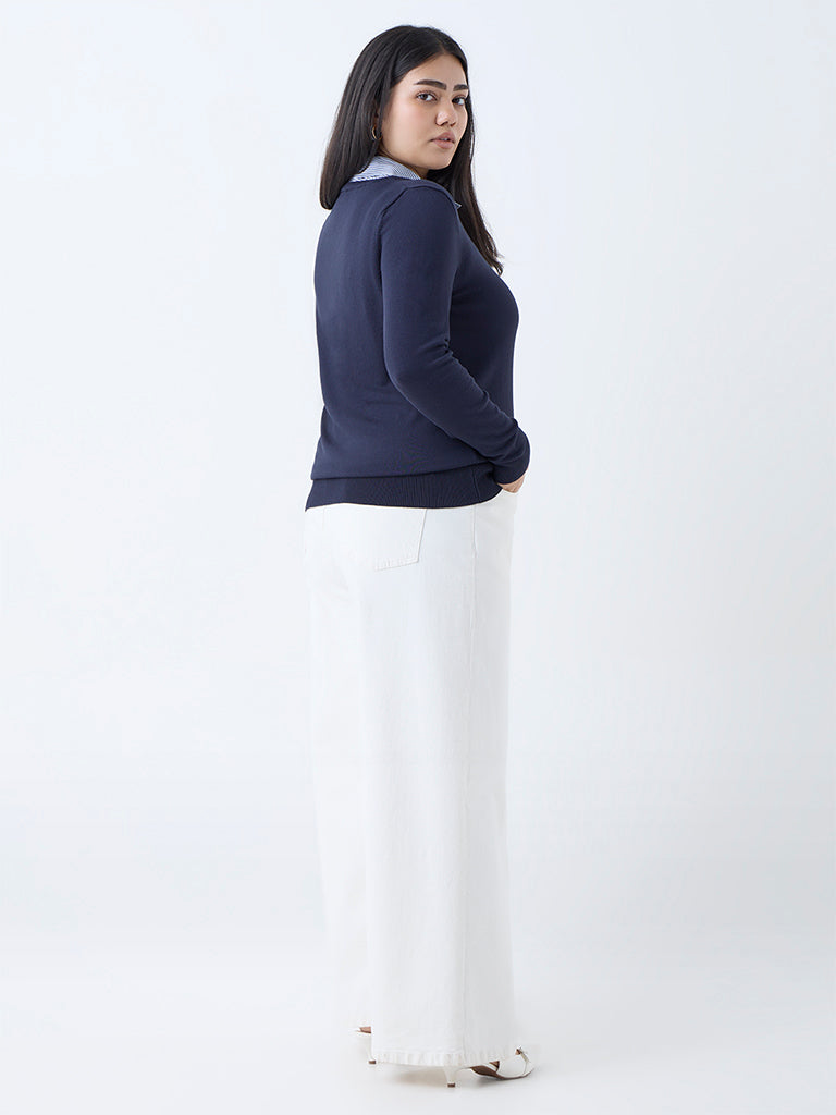 Gia Navy Collared Sweater