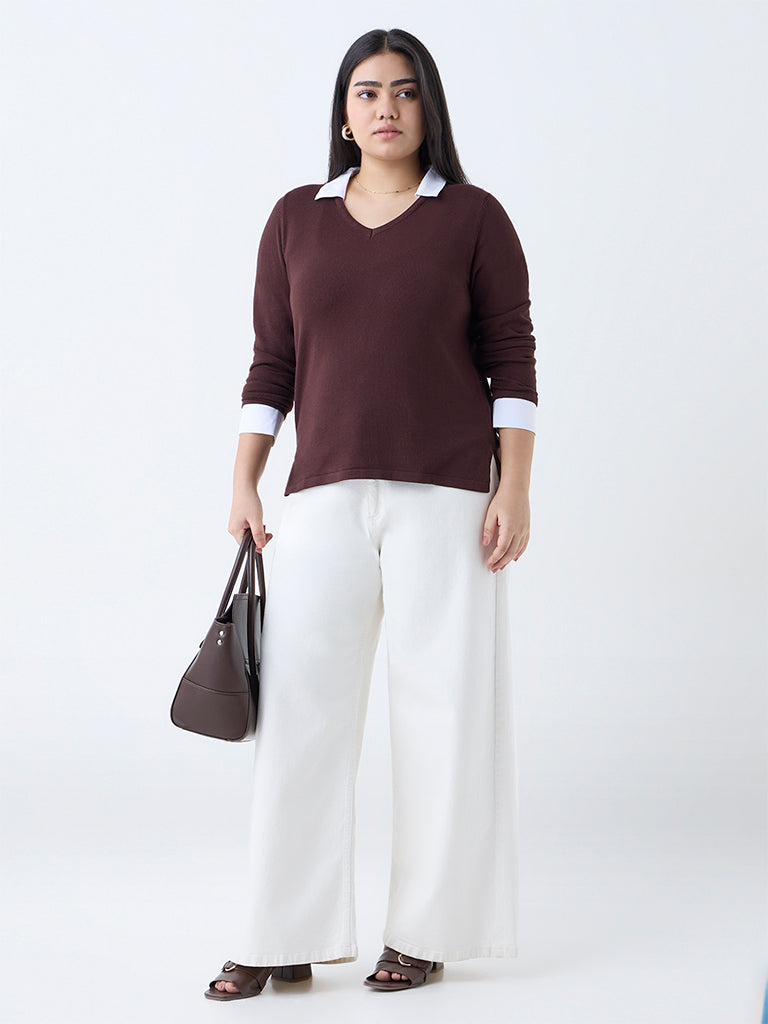Gia Brown Collared Sweater