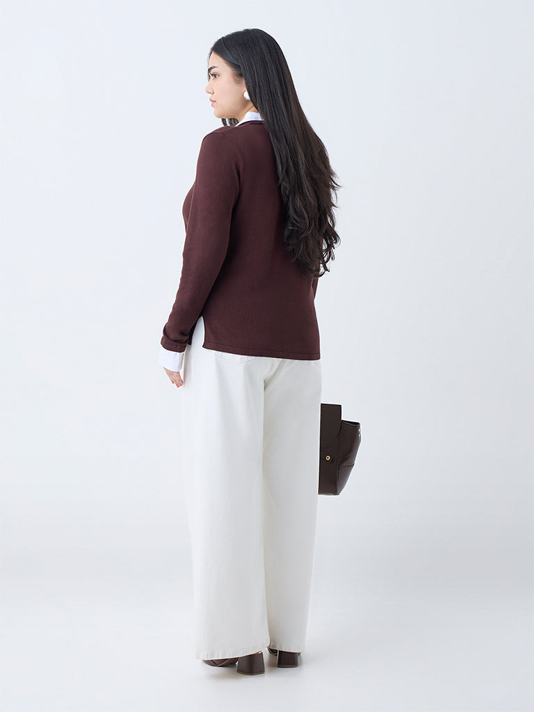 Gia Brown Collared Sweater
