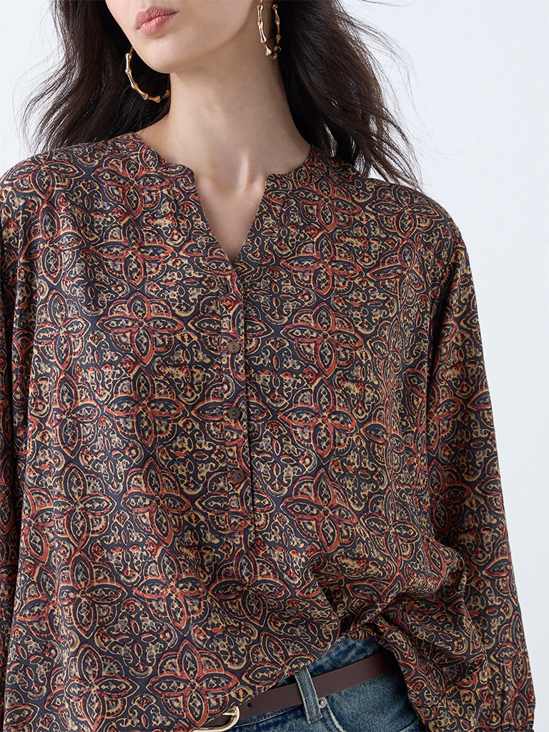 Westside Utsa Women's Multicolour Foliage Pattern Tunic for Everyday Zoomed View