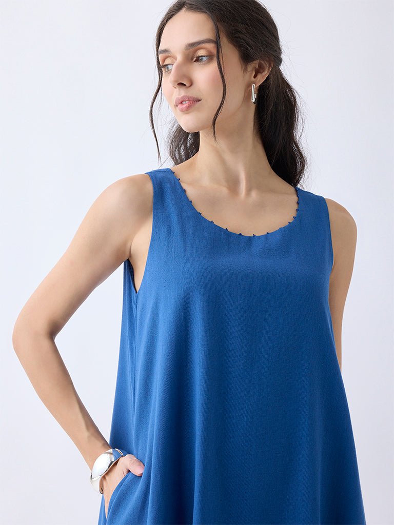 Utsa Indigo A-Line Cotton Kurta