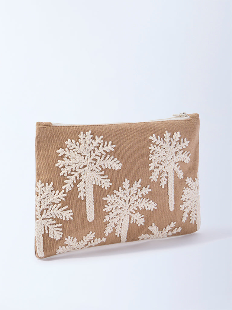Westside Home Brown Tropical-Inspired Pouch
