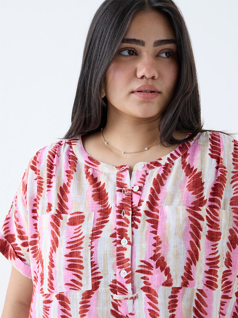 Westside Gia Women's Multicolour Abstract Pattern Top for Casual Wear Zoomed View