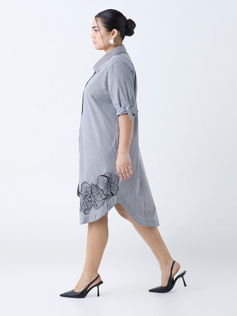 Gia Black Striped Cotton Tunic Dress