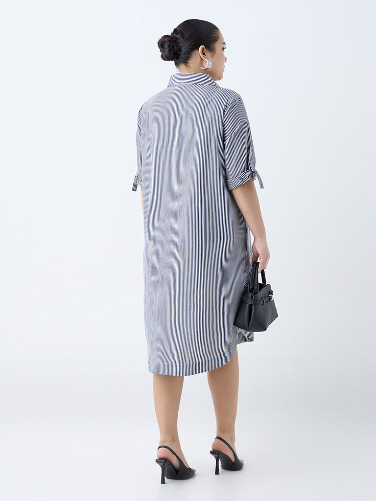 Gia Black Striped Cotton Tunic Dress