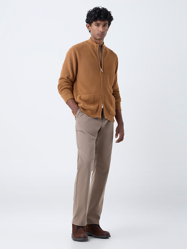 Ascot Mustard Knitted Relaxed-Fit Jacket