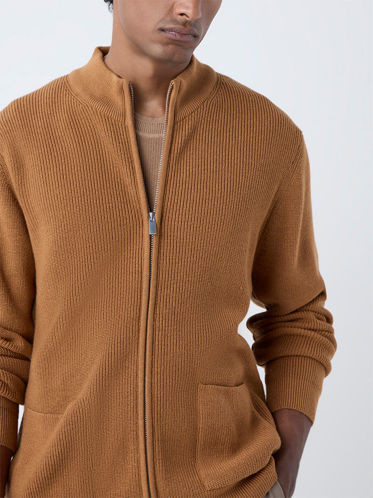 Ascot Mustard Knitted Relaxed-Fit Jacket