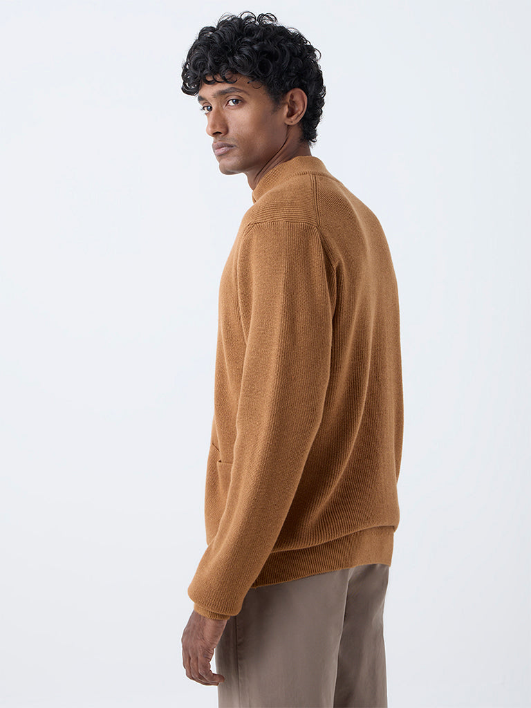 Ascot Mustard Knitted Relaxed-Fit Jacket