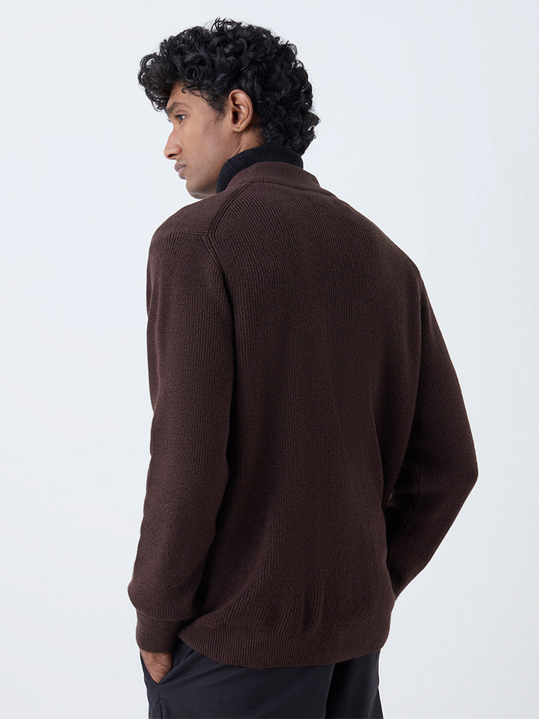 Ascot Dark Brown Knitted Relaxed-Fit Jacket