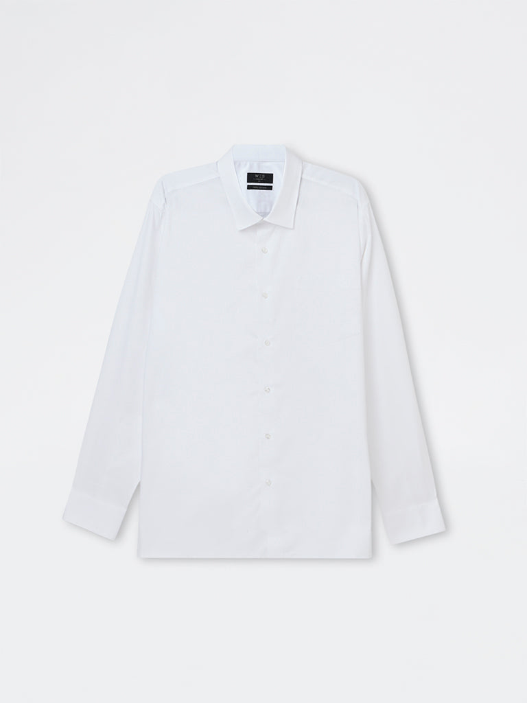 WES Formals White Slim-Fit Cotton Shirt