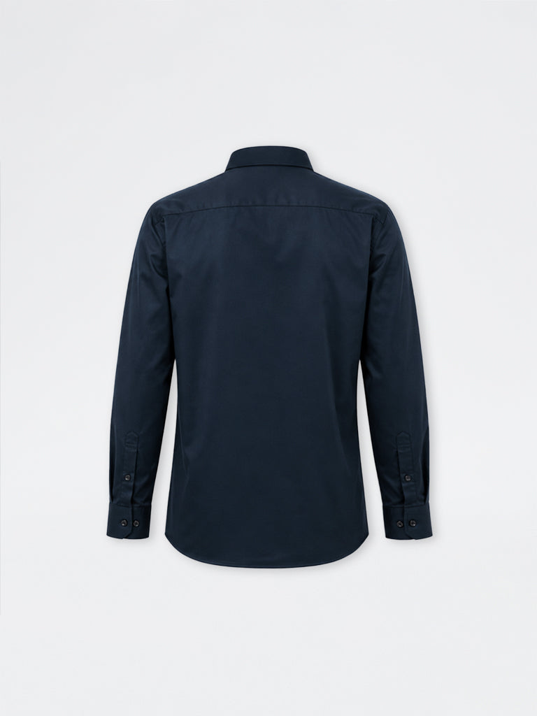 WES Formals Navy Relaxed-Fit Cotton Shirt