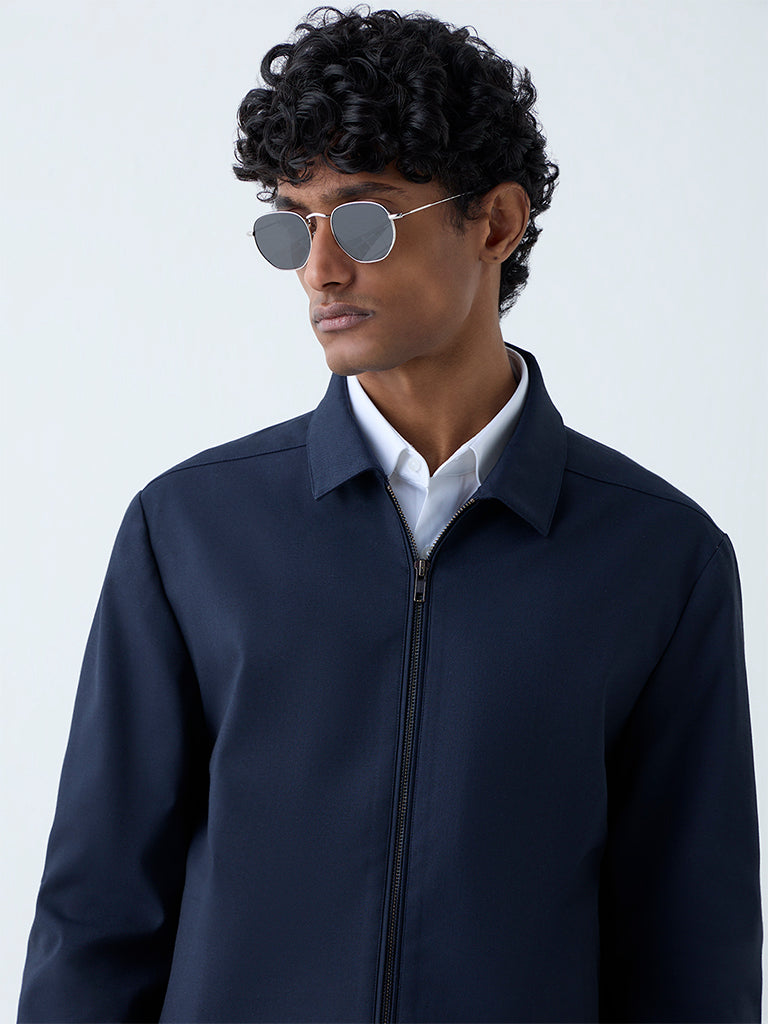 Westside WES Formals Men's Navy Slim-Fit Jacket for Work Wear Zoomed View