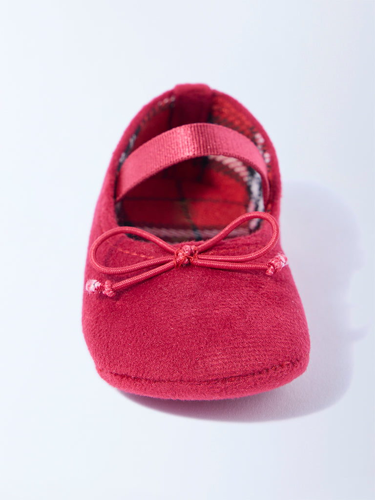 Westside Yellow Girls Red Bow-Detailed Booties for Casual Wear Front view