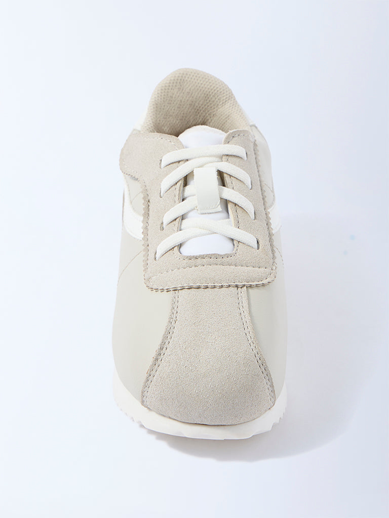 Yellow Grey Suede Lace-Up Sneakers