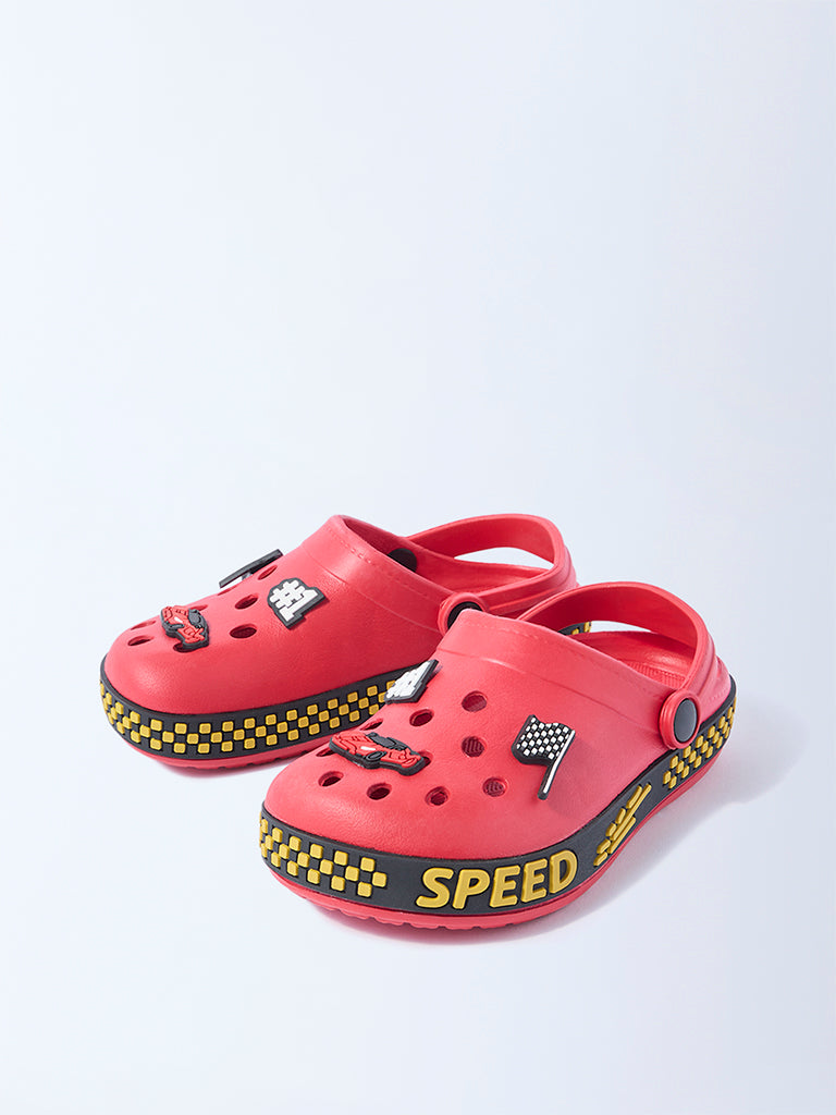Westside Yellow Boys Red Applique Detailed Clogs for Casual Wear Full View
