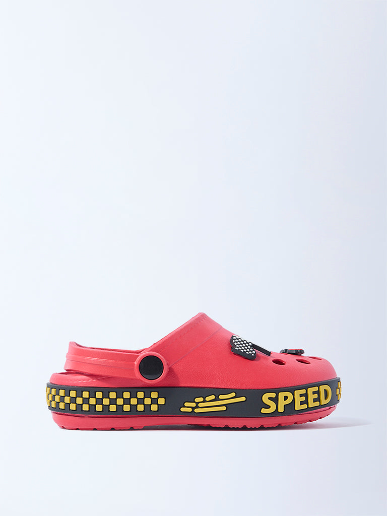 Westside Yellow Boys Red Applique Detailed Clogs for Casual Wear Side View