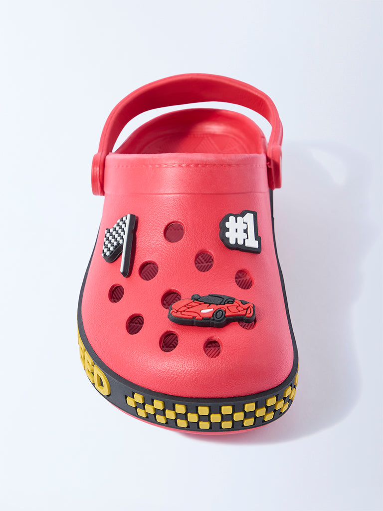 Westside Yellow Boys Red Applique Detailed Clogs for Casual Wear Front view