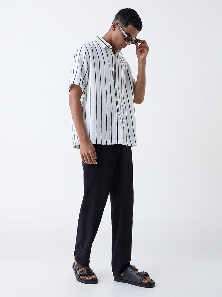 ETA White Striped Relaxed-Fit Cotton Shirt