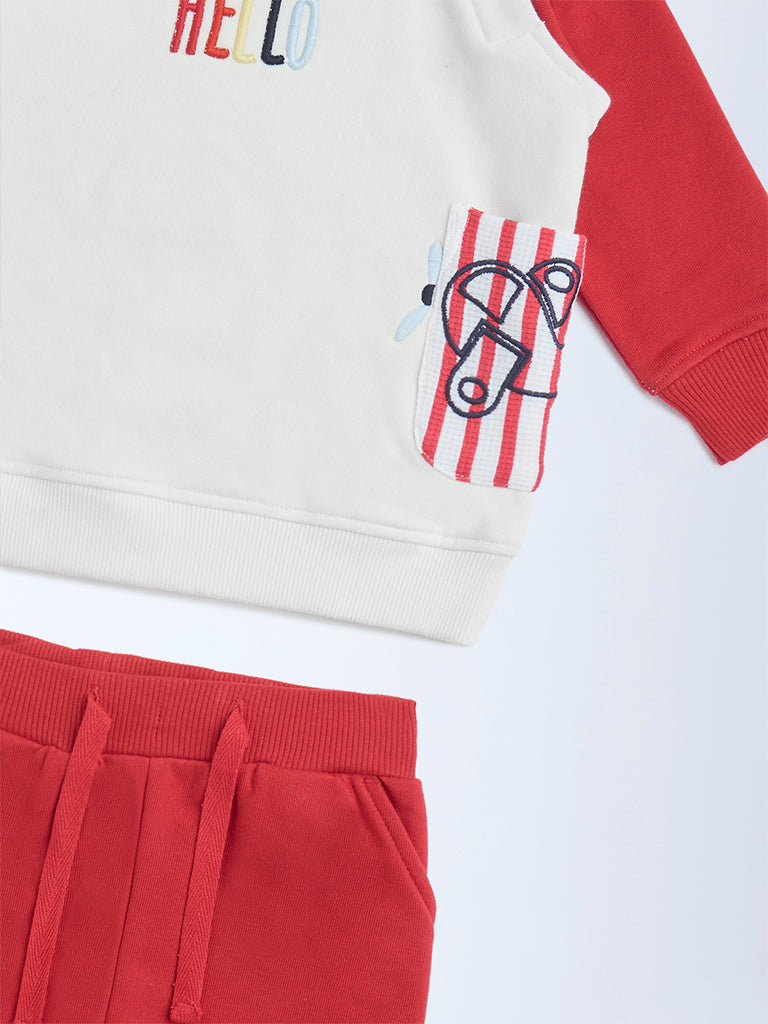 HOP Baby Multicolour Colour-Blocked Cotton-Blend Sweatshirt and Pants Set