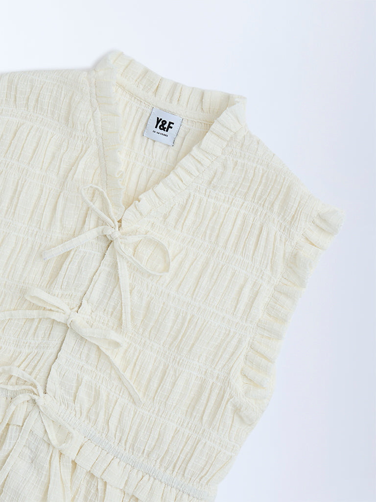 Y&F Kids Off-White Cotton Top