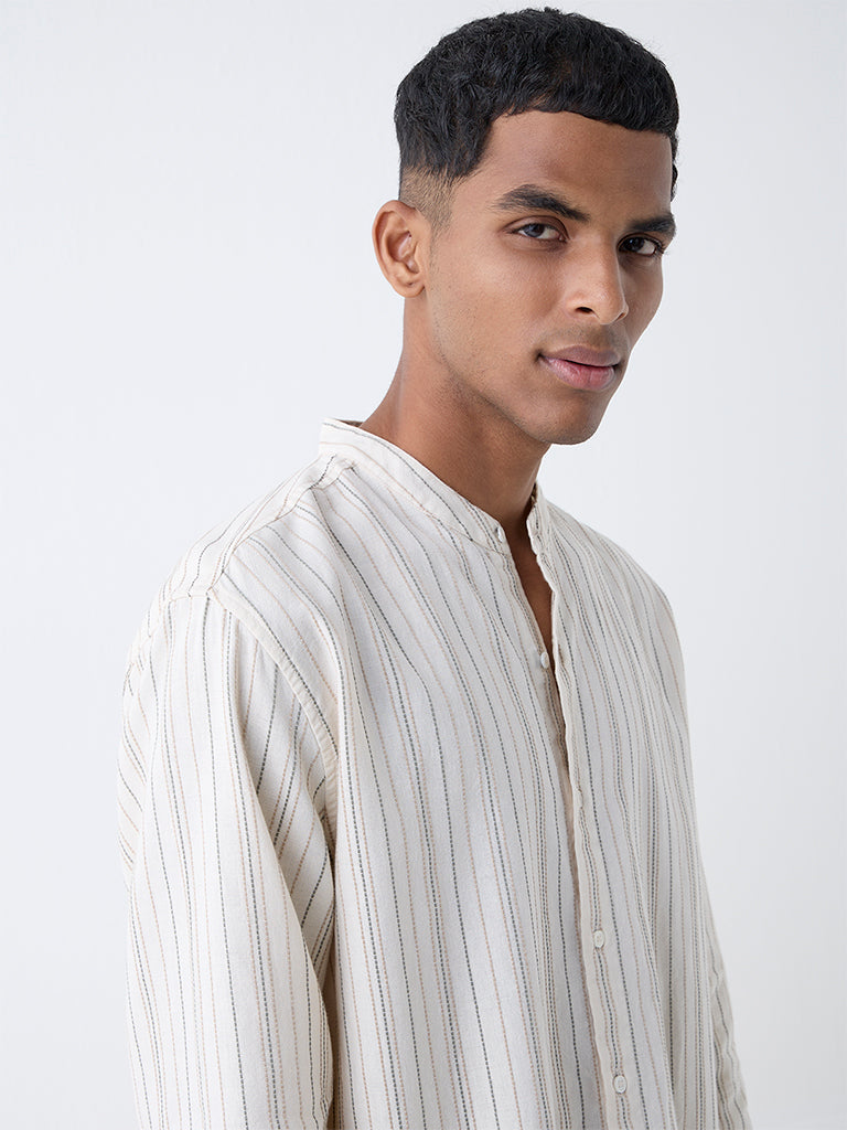 ETA Cream Striped Relaxed-Fit Cotton Shirt