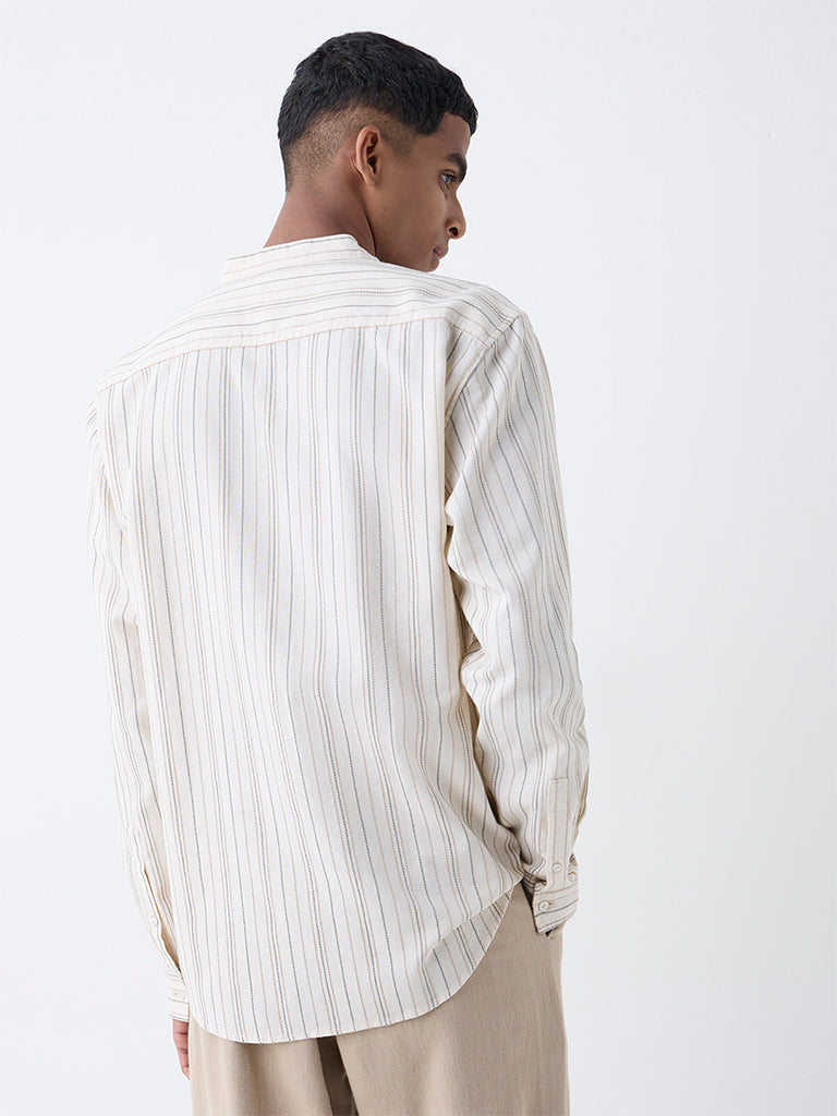 ETA Cream Striped Relaxed-Fit Cotton Shirt