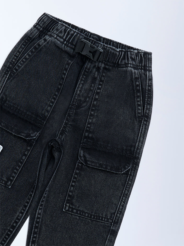 HOP Kids Boys Charcoal Mid-Rise Jeans