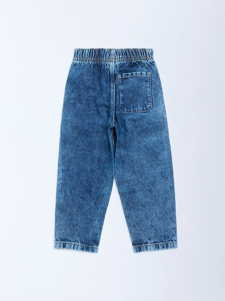 HOP Kids Boys Blue Faded Mid-Rise Jeans