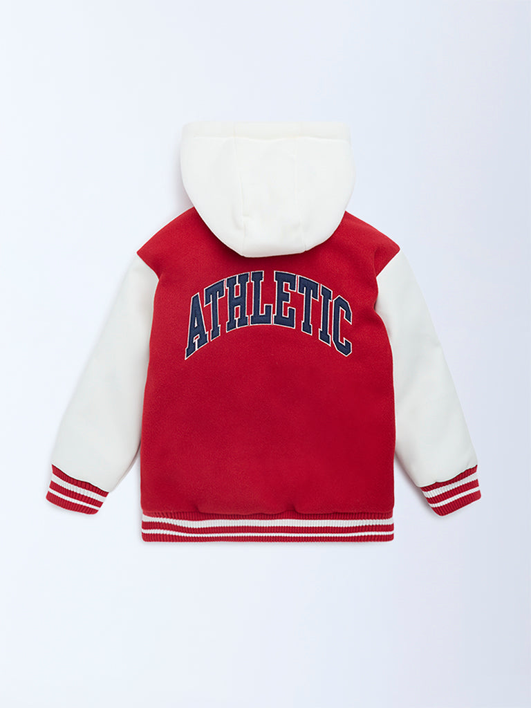 HOP Kids Boys Red Text-Detail Jacket with a Hood