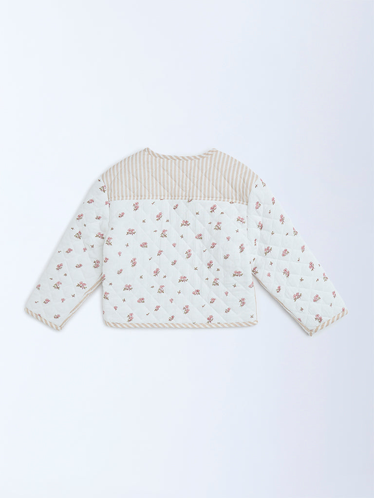 HOP Kids Beige Printed Cotton Jacket
