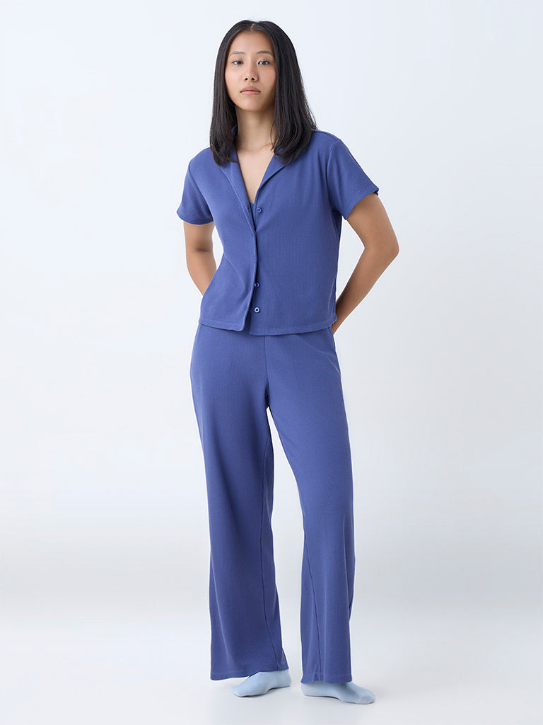 Superstar Blue Waffle-Textured Shirt