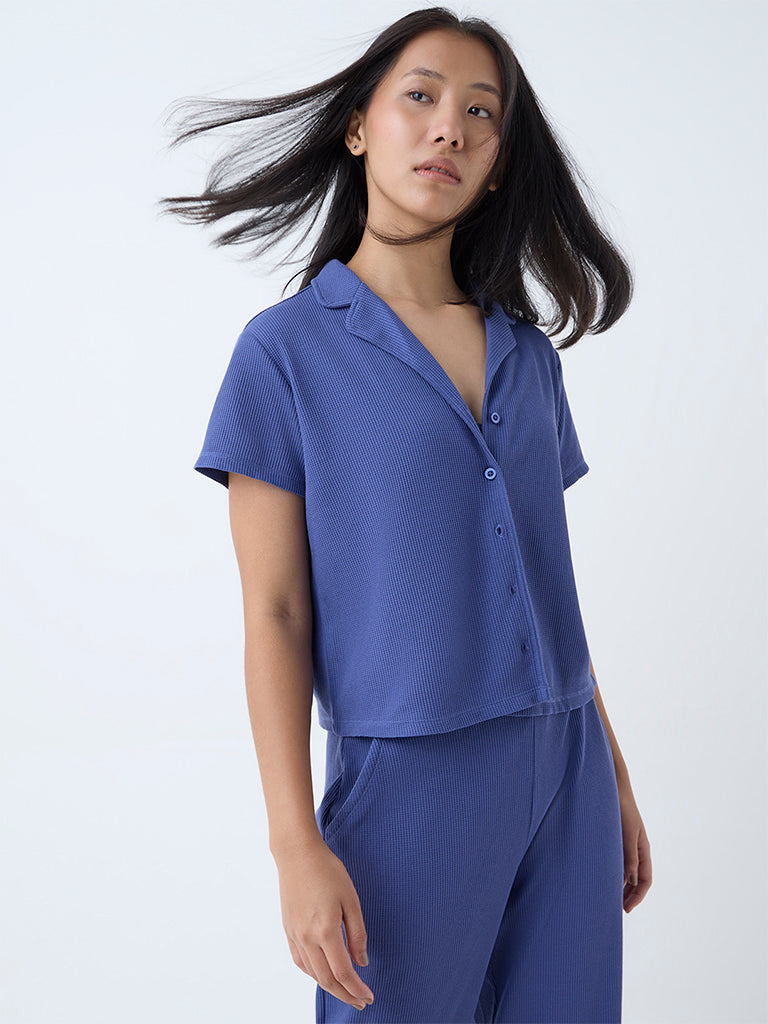 Superstar Blue Waffle-Textured Shirt