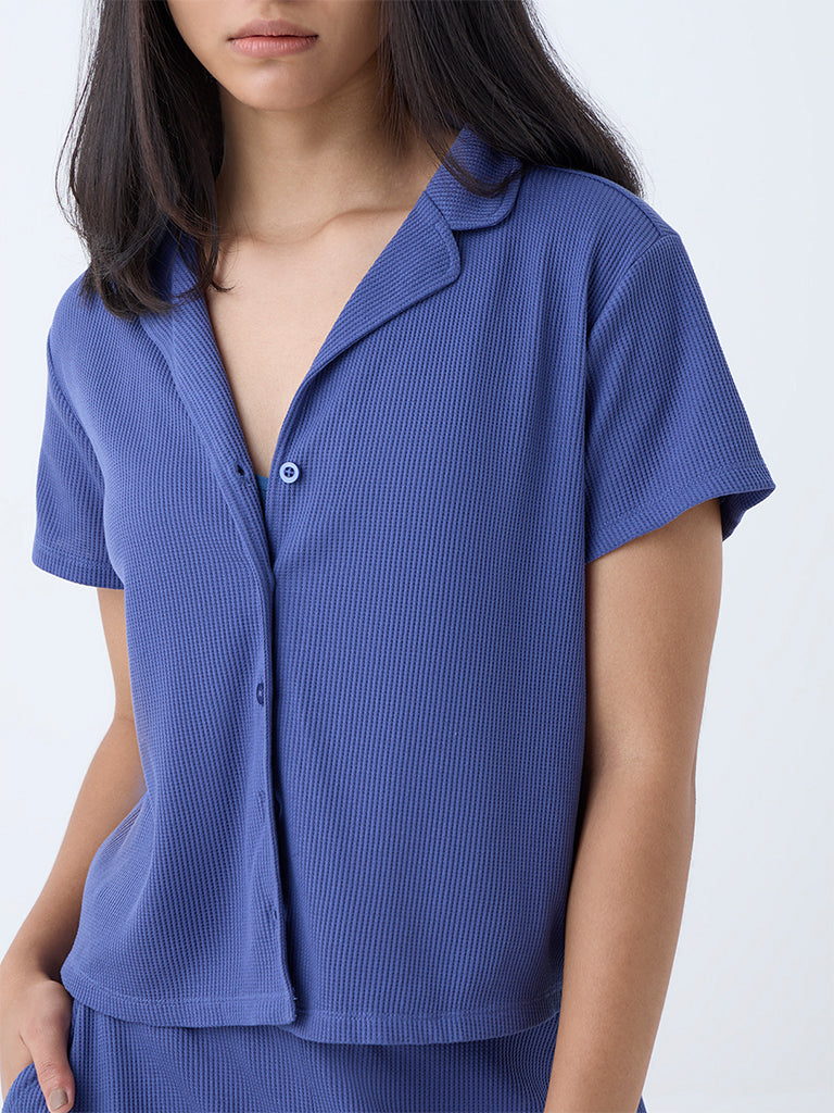 Superstar Blue Waffle-Textured Shirt