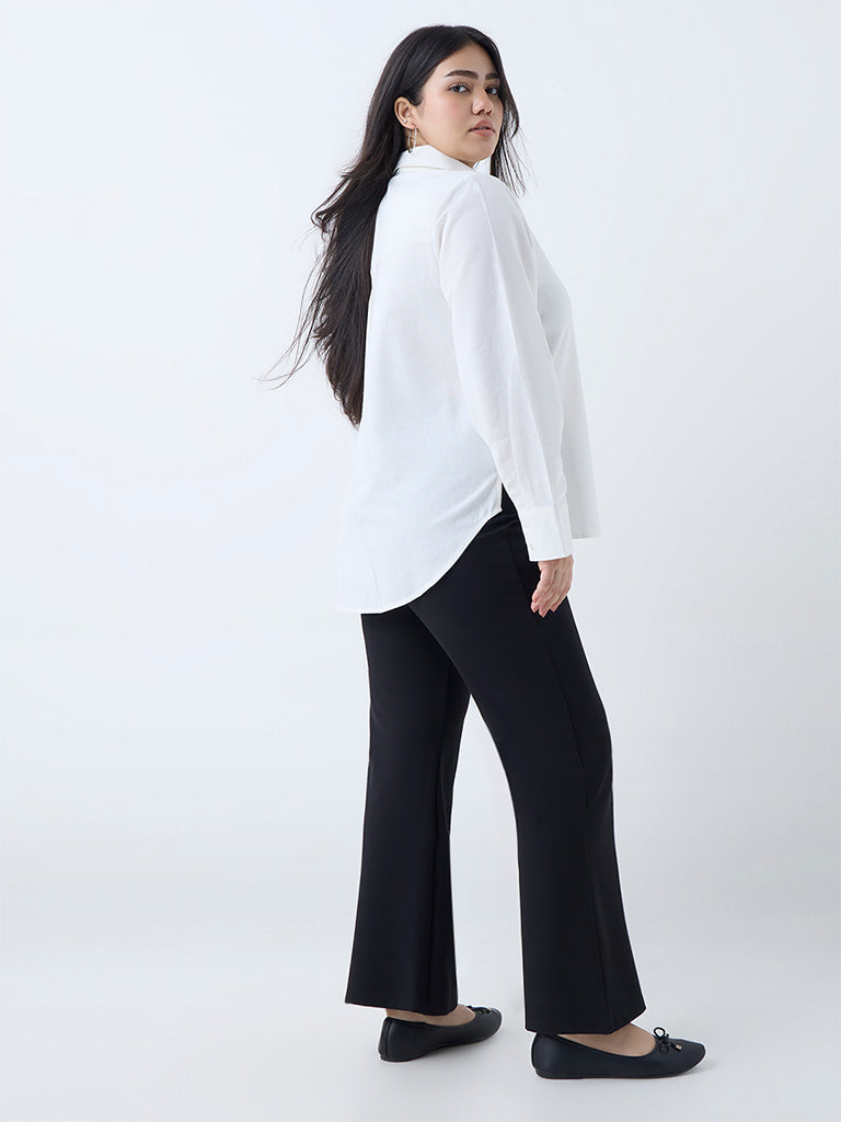 Westside Gia Women's White Floral Pattern Cotton Shirt for Casual Wear Back View