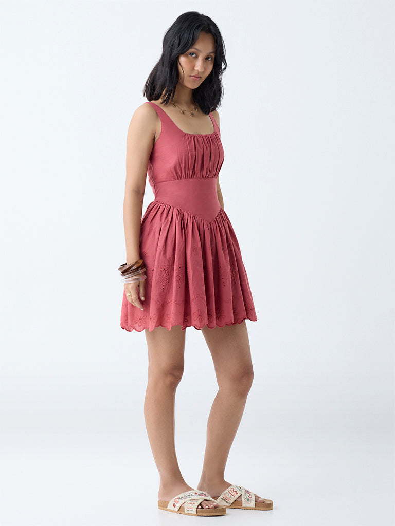 Bombay Paisley Dusty Pink Cotton A-Line Dress