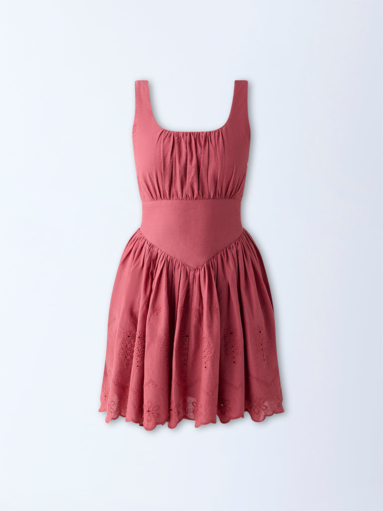 Bombay Paisley Dusty Pink Cotton A-Line Dress
