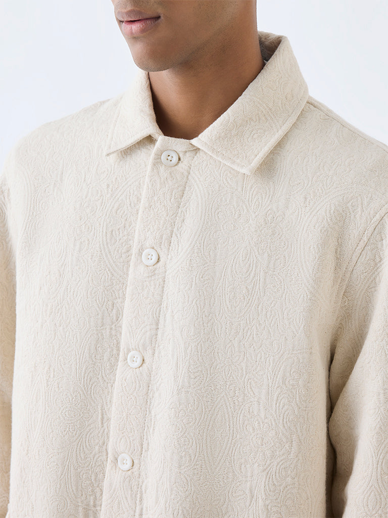 ETA Cream Jacquard Relaxed-Fit Cotton Shirt
