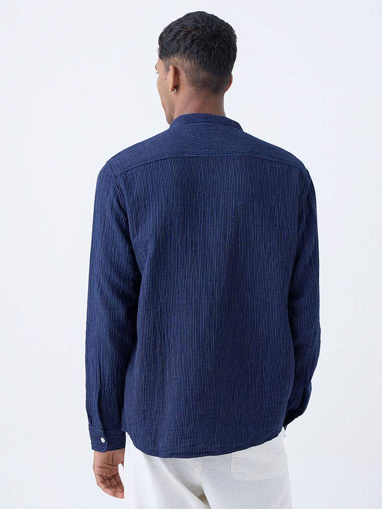 ETA Indigo Stripe Detailed Relaxed-Fit Cotton Shirt