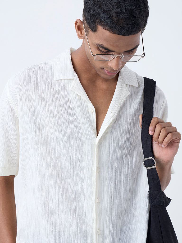 ETA Off-White Crinkle-Texture Relaxed-Fit Cotton Shirt