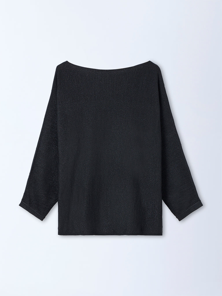 Gia Black Pearl-Detail Shimmer Top