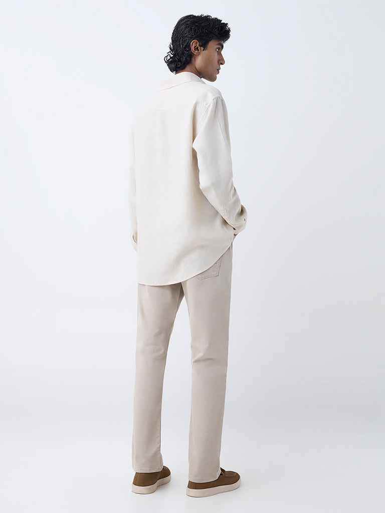 Ascot Beige Relaxed-Fit Mid-Rise Jeans
