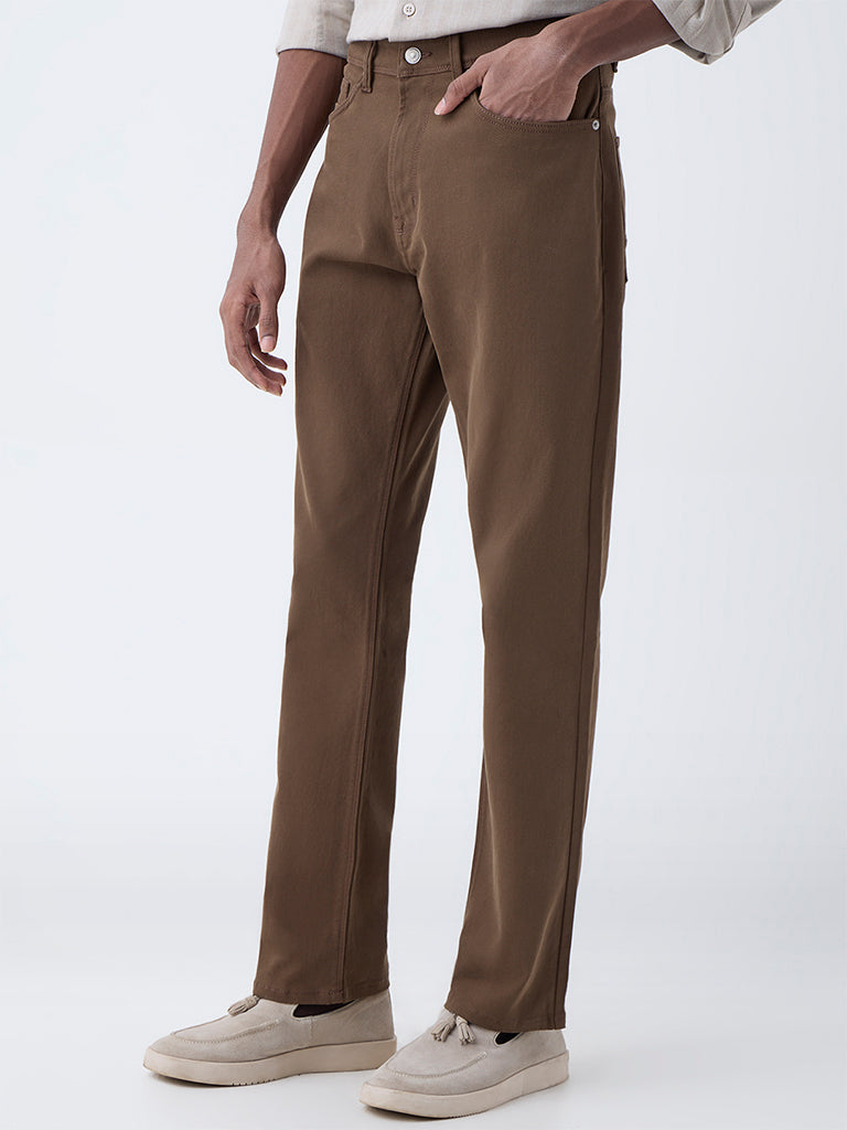 Ascot Brown Relaxed-Fit Mid-Rise Jeans