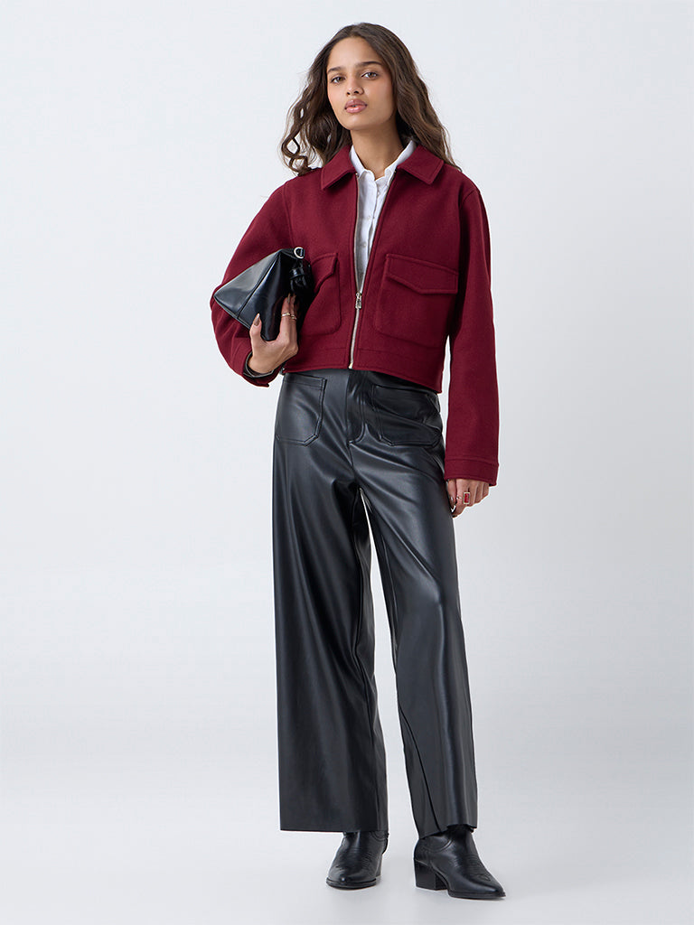 LOV Burgundy Solid Jacket
