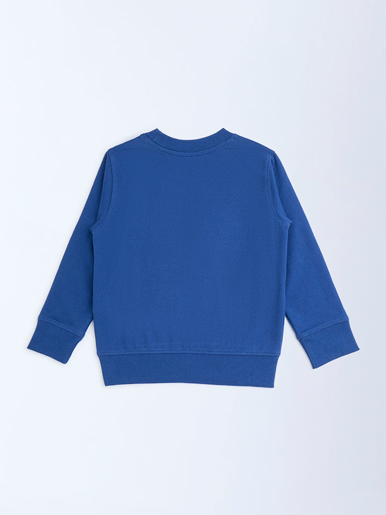 HOP Kids Boys Navy Animal Pattern Cotton-Blend Sweatshirt