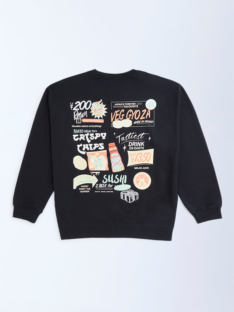Buy Y&F Kids Black Printed Cotton Sweatshirt from Westside